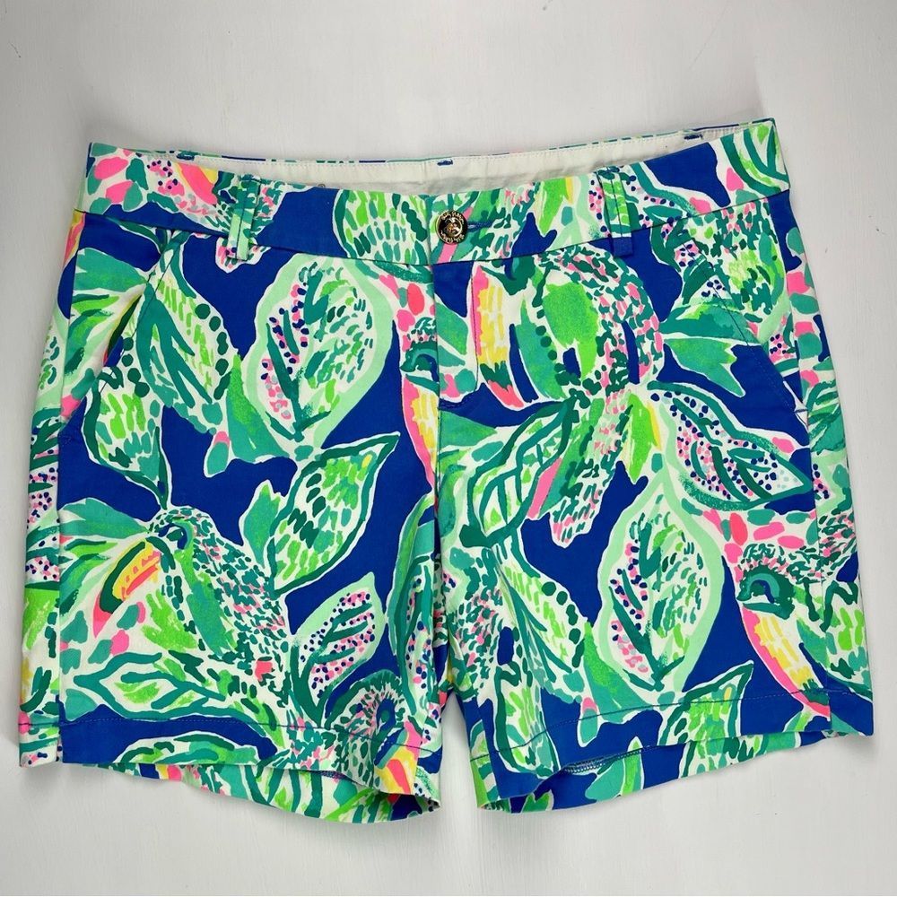EUC Lilly Pulitzer 7” Inseam Jayne Shorts (Beckon Blue Wake Up Call) - 8